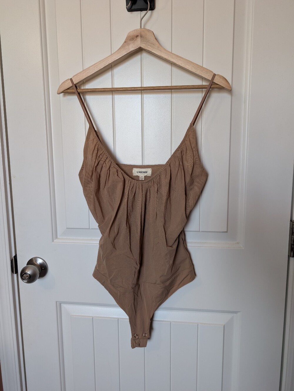 NWOT L’agence Gelina Ruched Bodysuit W8P Dark Cappu
